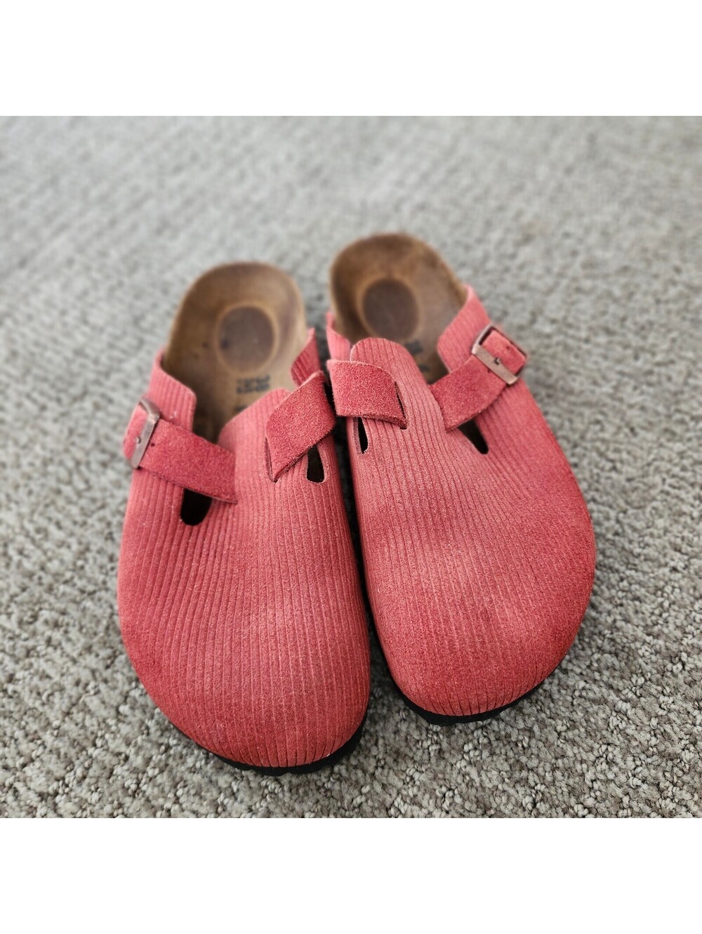Birkenstock Boston Corduroy Suede Sienna Red Clog Slip-On Shoes Size 38 US 7 - Picture 3 of 8